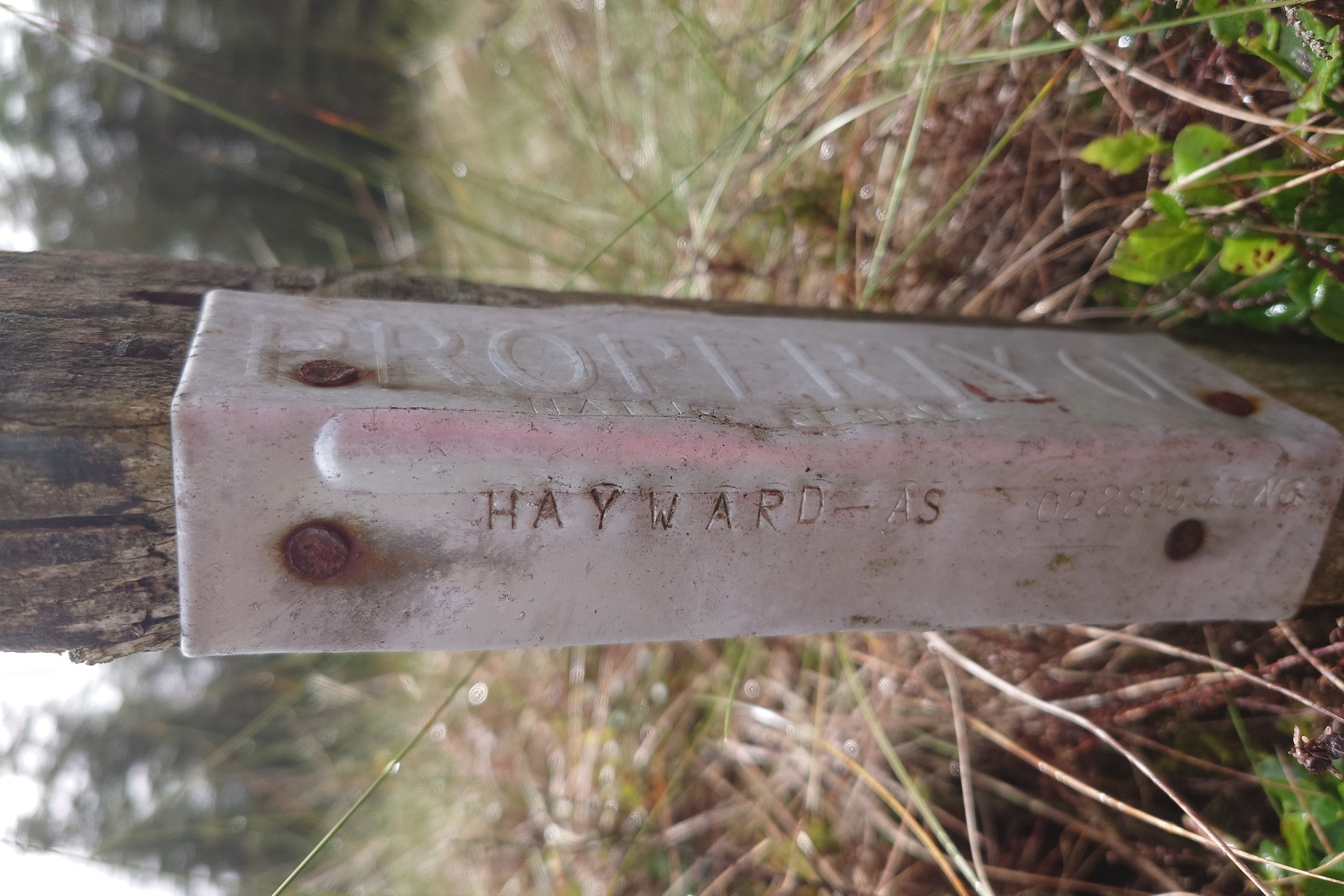 On the other side, it is stamped in large letters PROPERTY OF and then NATURE RESERVE