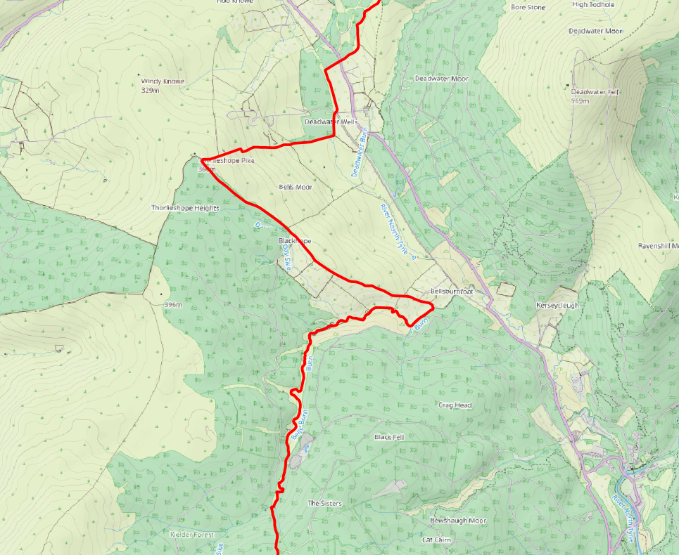 an Open Street Map with the border as described above in Red